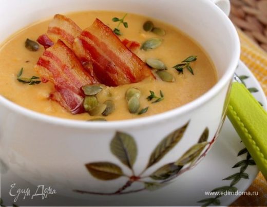 Тыквенно-картофельный суп-пюре с беконом